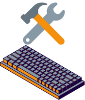 mechanical keyboard and wrench